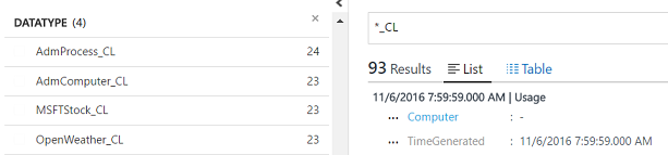 Results of a *_CL query