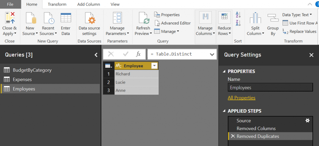 Power BI Desktop : Query Editor