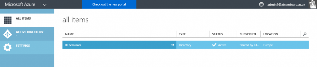 Figure 4: Access to Azure Active Directory