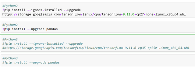 Installing Tensorflow in Azure Notebooks