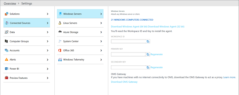 Selecting servers from connected resources