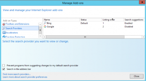 Manage add-ons Search Providers