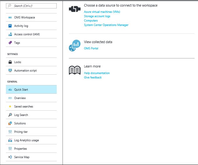 Choosing a data source in the Azure portal