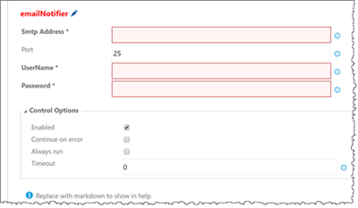 email notification task properties