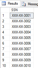 Sample data masked