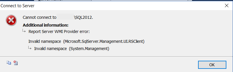 SSRS Connection Error - WMI Provider Error