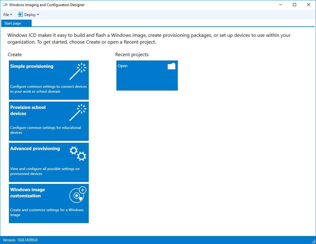 Opening screen of Configuration Designer