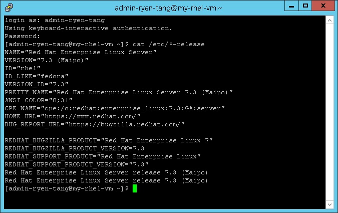 2017-03-11-azure-iac-arm-6-templates-established-ssh-session-with-rhel-virtual-machine-on-putty