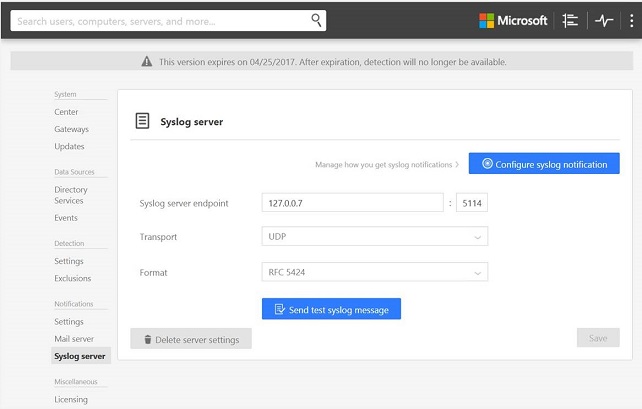 Configuring Syslog server