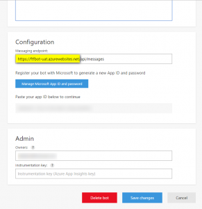 BF - Configuration of messaging endpoint with the slot url