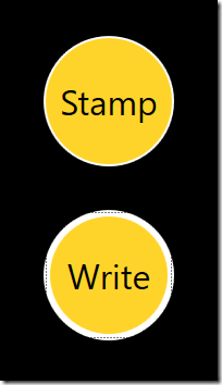 The Sight Sign app’s custom keyboard focus feedback when a button has keyboard focus.