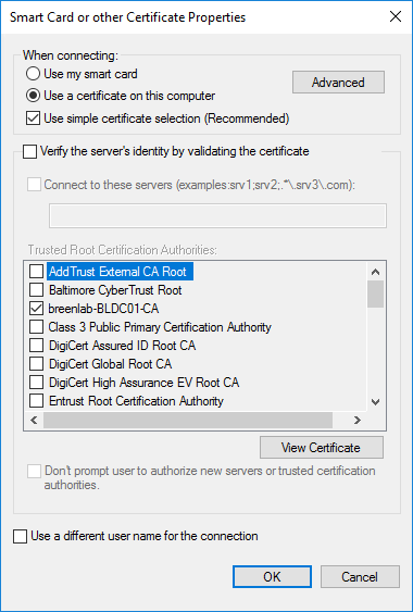 Wi-Fi Profile Security Configuration Smart Card Configuration