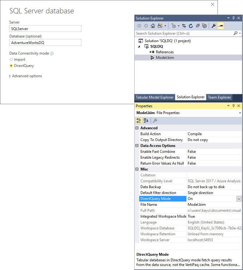 Enabling DirectQuery mode