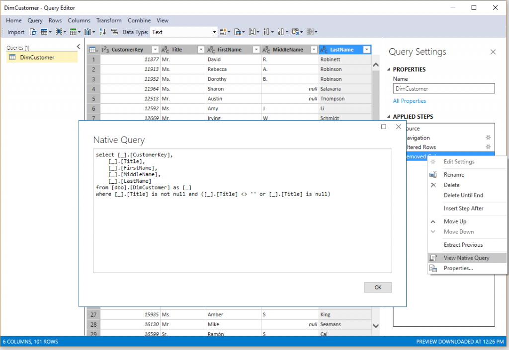 Native Query Folding