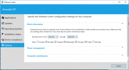 Software Center - Business Hours