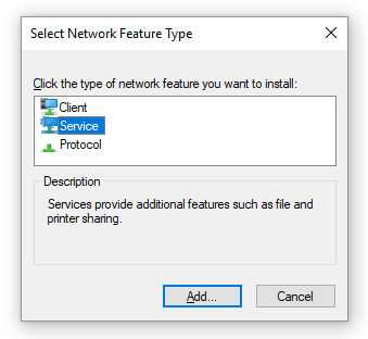 addnetworkservice