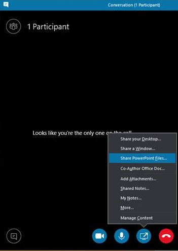 Skype for Business dialog box - Share PowerPoint Files