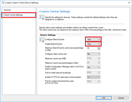 Edit Client Cache Settings