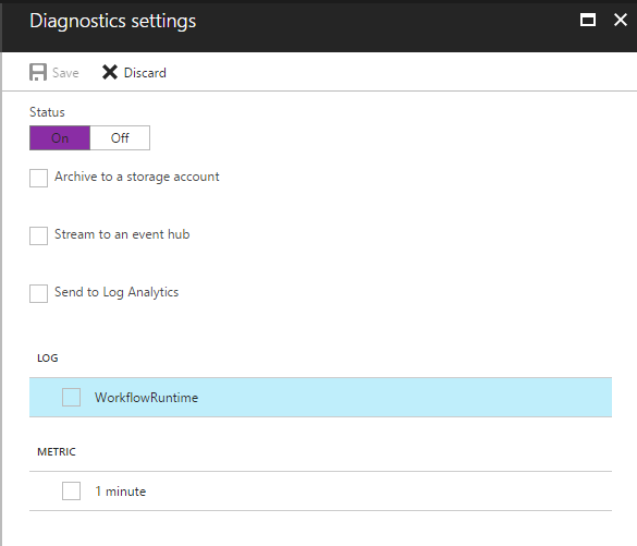 Logic App Diagnostics Settings