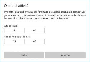 Orario attività Windows 10