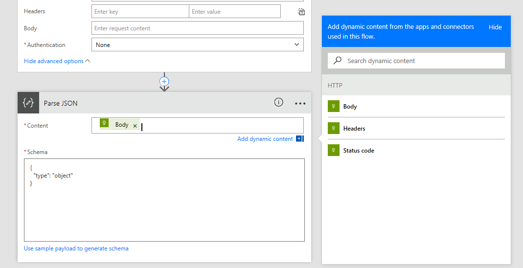 Configure Parse JSON