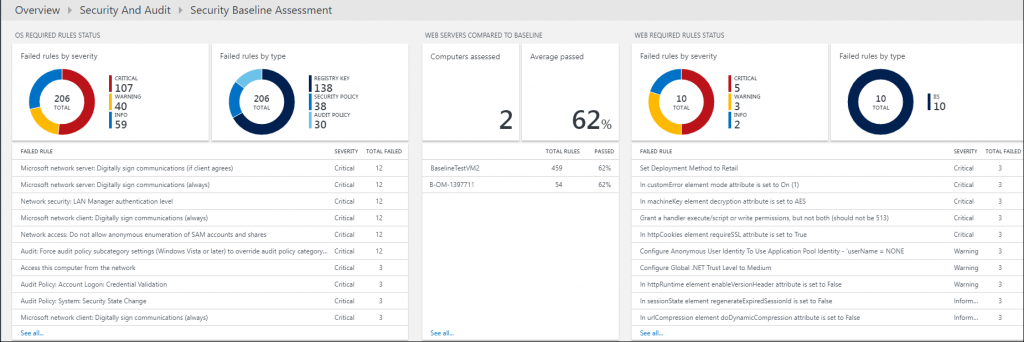 Screenshot of security baseline assessment