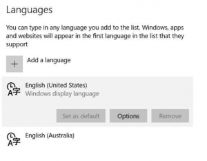 Settings - Language English (United States)