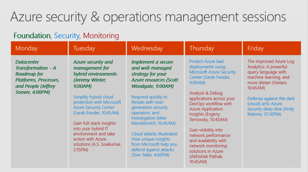 Image of schedule for foundation, security, and monitoring