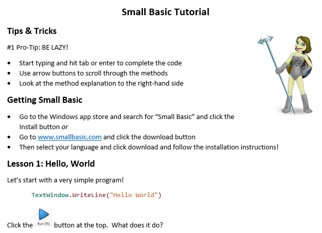 Small Basic Tutorial intro