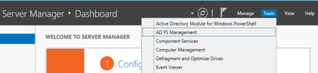 ADFS Management Screen Shot