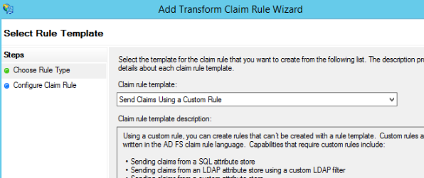 Custom Claim Rule Dialog Screenshot