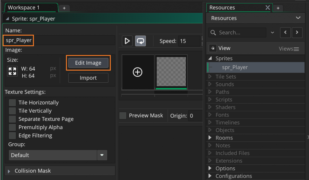 Editing a sprite