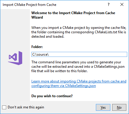 Import CMake Cache