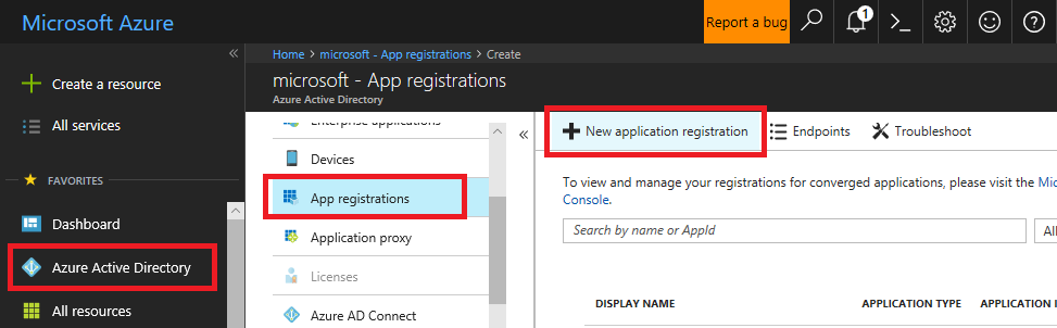 New app registration