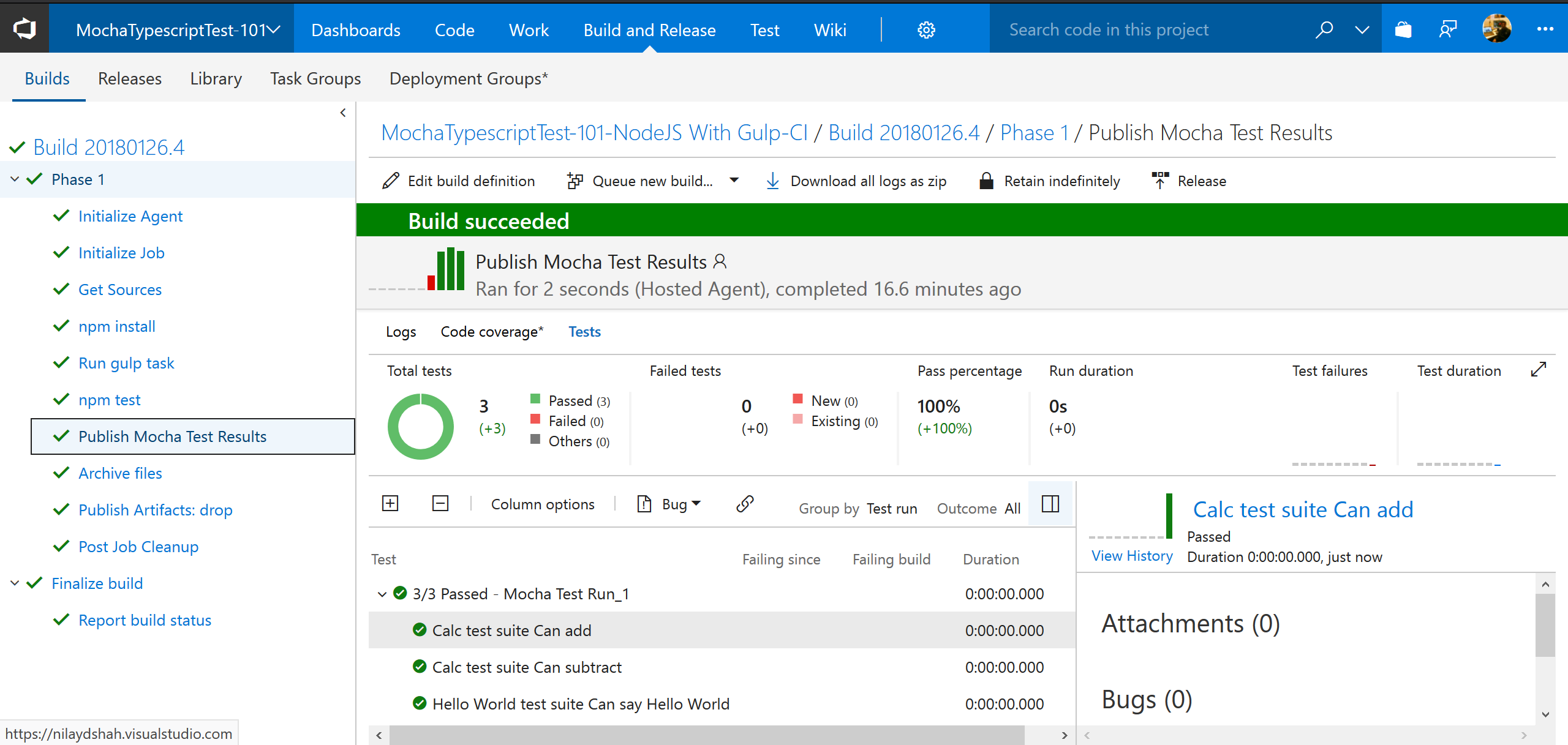 VSTS Build Test Report