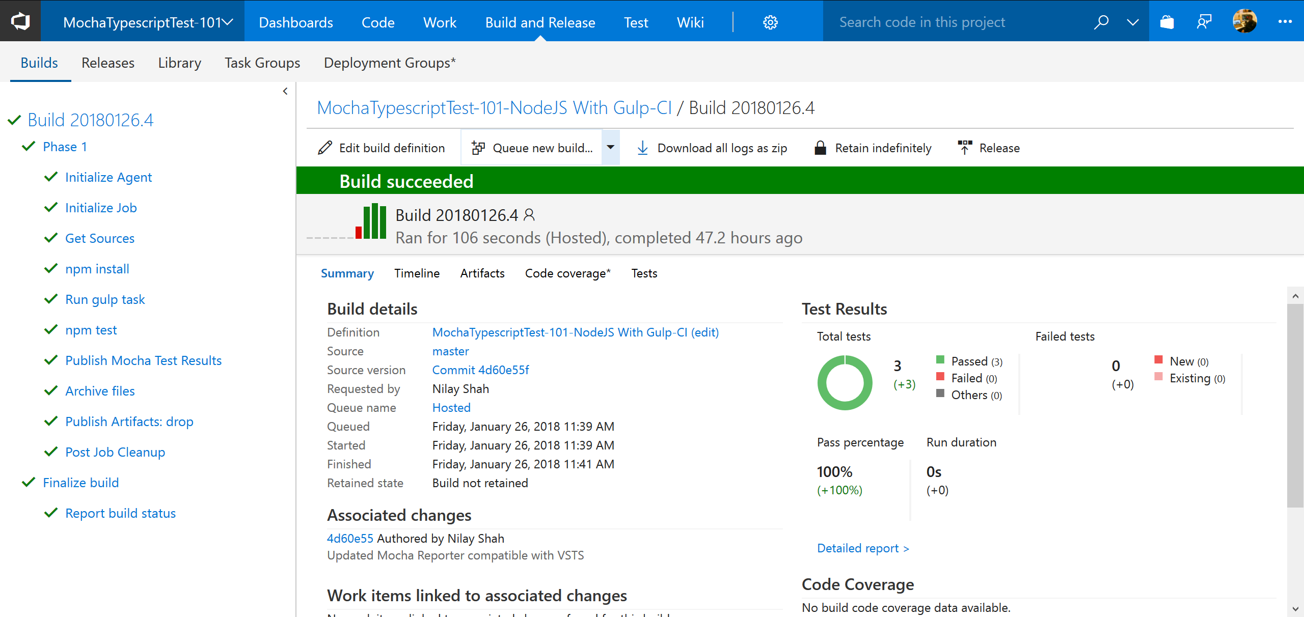 VSTS Build Report