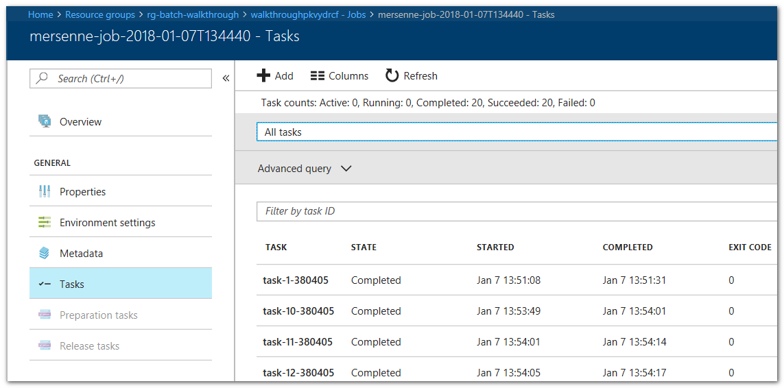 Portal showing completed tasks