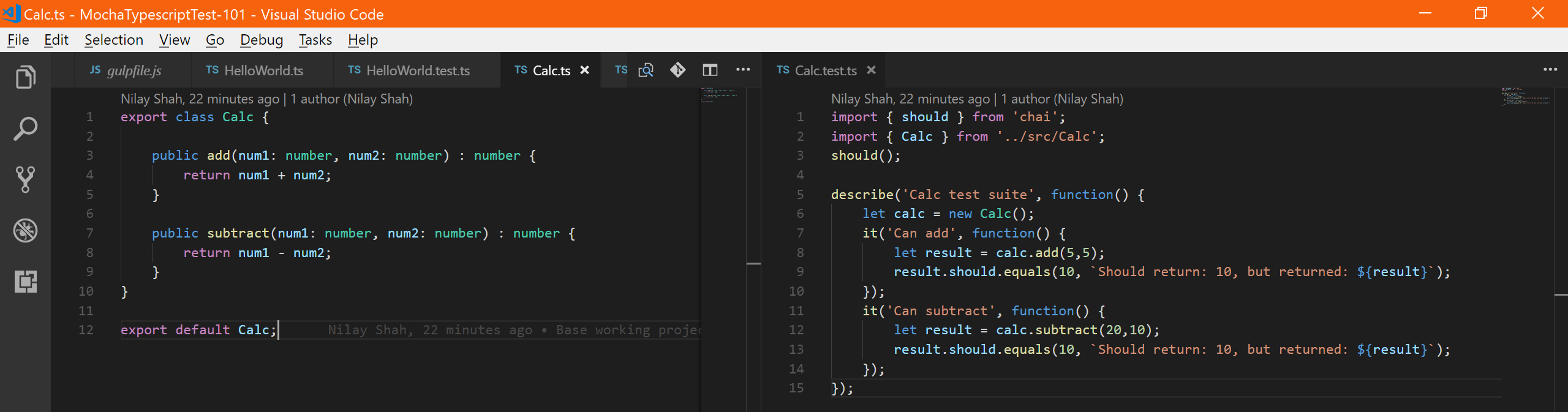 Calc And CalcTest TypeScript