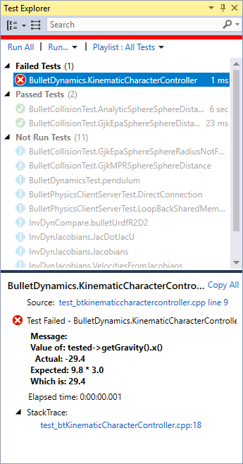 Test Explorer CTest Details