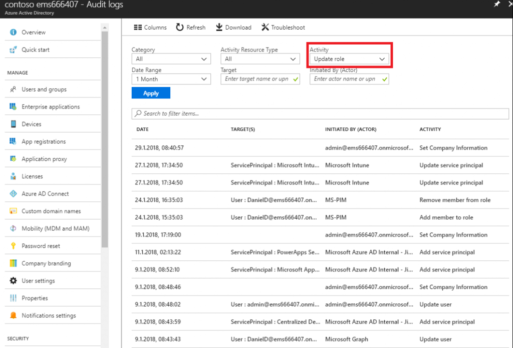 Account provisioning activities