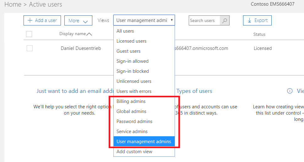 Change View to non global admin