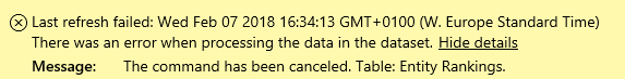 Power BI Dataset Refresh Fails