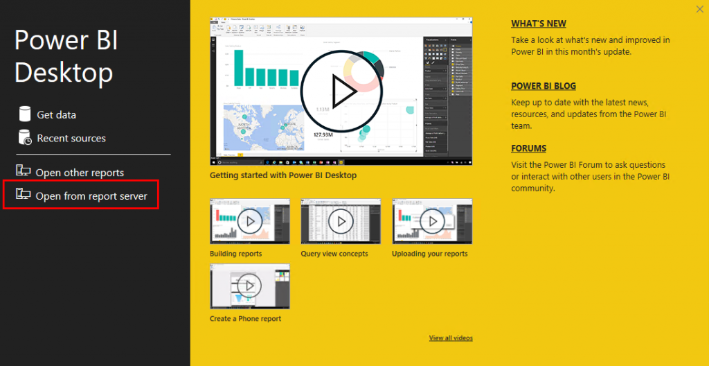 Power BI Desktop Optimized for Power BI Report Server Splash Screen