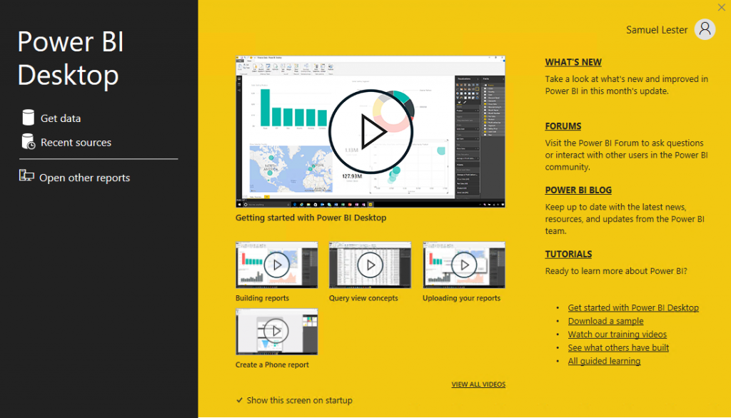 Power BI Desktop Splash Screen