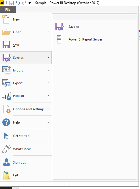 Power BI Report Server Save As Dialog