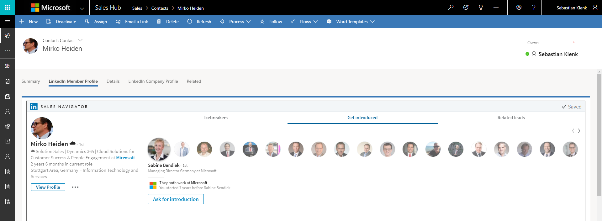 LinkedIn Member Profile in Dynamics 365