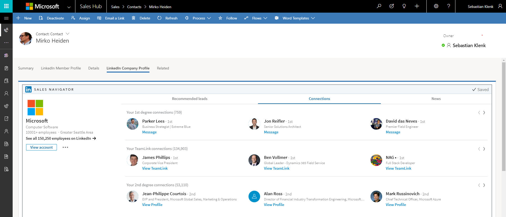 LinkedIn Company Profile in Dynamics 365