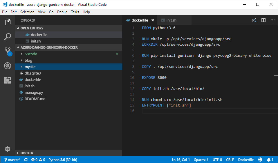 azure-django-gunicorn-docker project layout