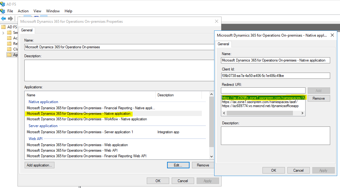 AD FS application group setup